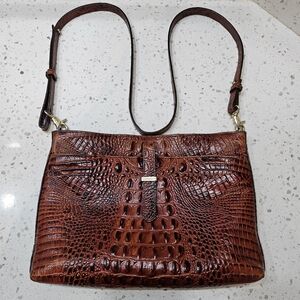 Brahmin Brown Crocodile Embossed Crossbody Bag